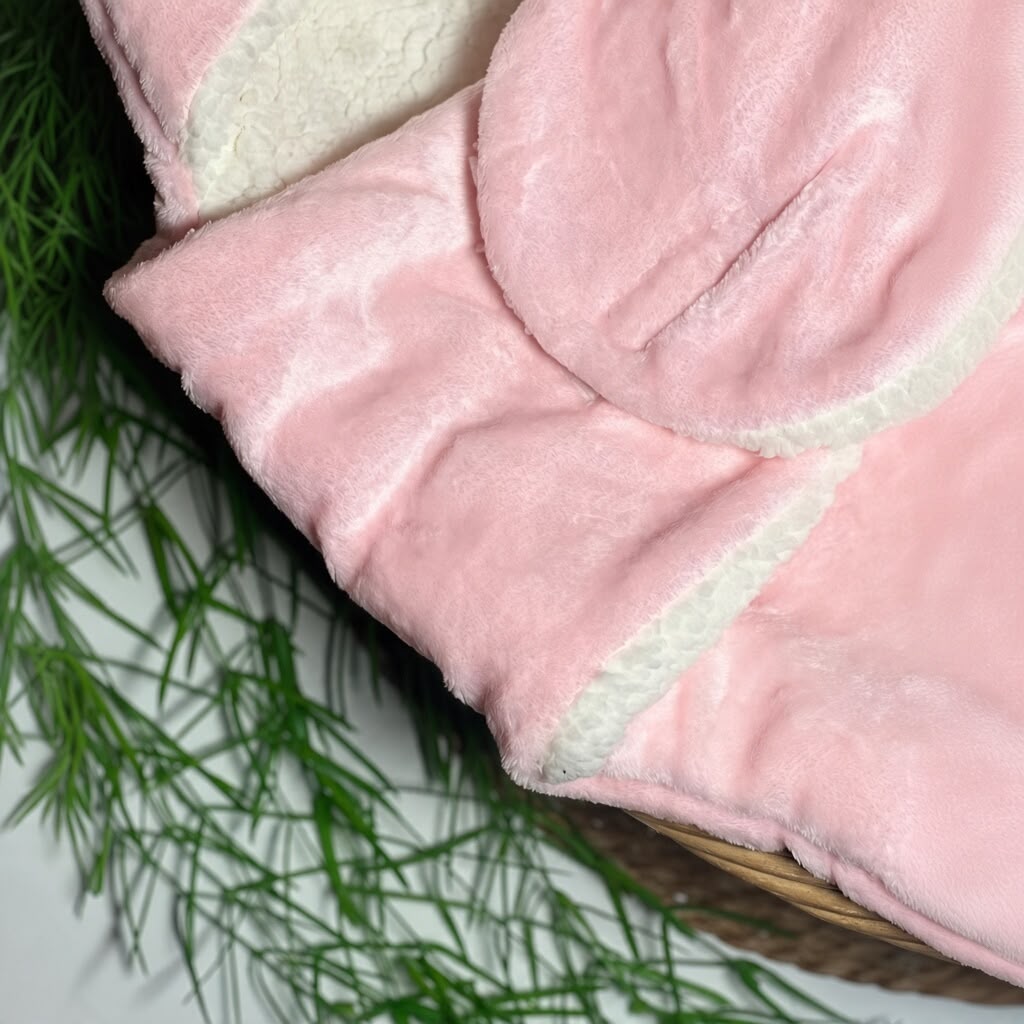 CUDDLE BUDDY - Pink Bunny - Hooded Swaddle Blanket - GIRLS -