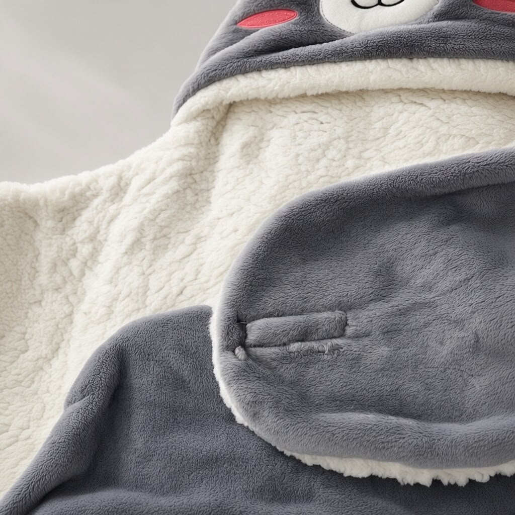 CUDDLE BUDDY - Grey Bear - Hooded Swaddle Blanket - BOYS -