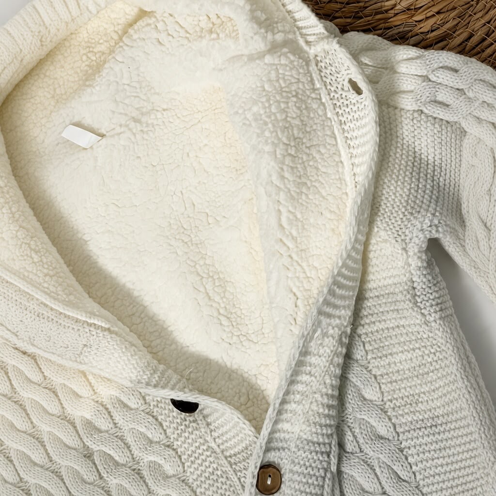 CLOUDY - Knitted Hooded Jumpsuit (White & Grey)