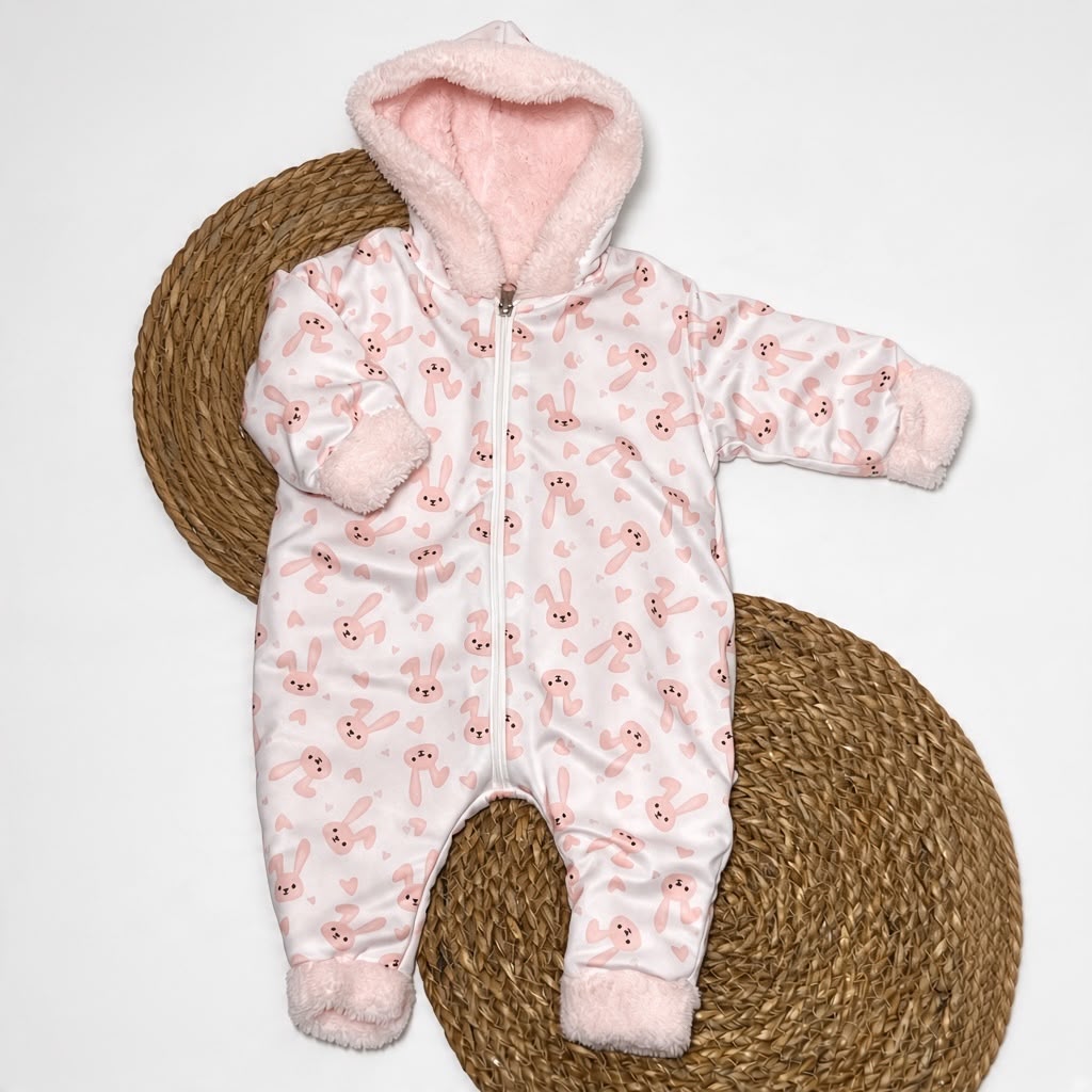 PINK BUNNY - Padded Hooded Jumpsuit