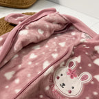 SWEET BUNNY HEARTS - Velvet Footed Sleepsuit (Dusty Pink)