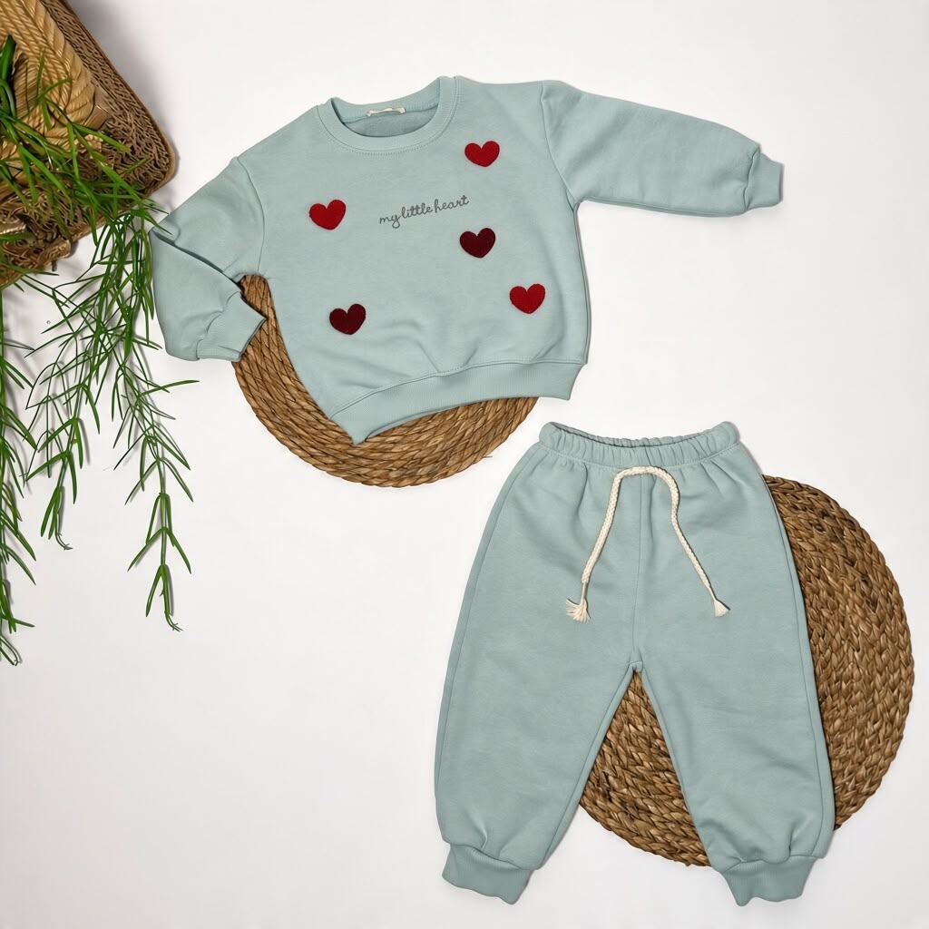 MY LITTLE HEART - Fleece Sweatshirt Set (Mint)