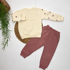 LOVE HEART - Cream & Mauve Fleece Set