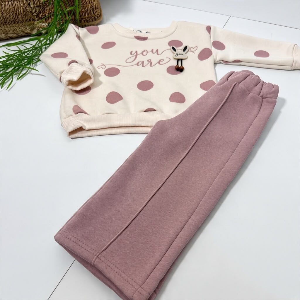 Bunny Polka Dot Fleece Set