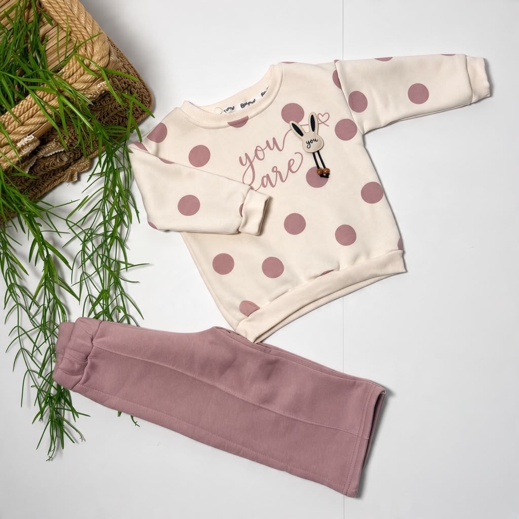 Bunny Polka Dot Fleece Set