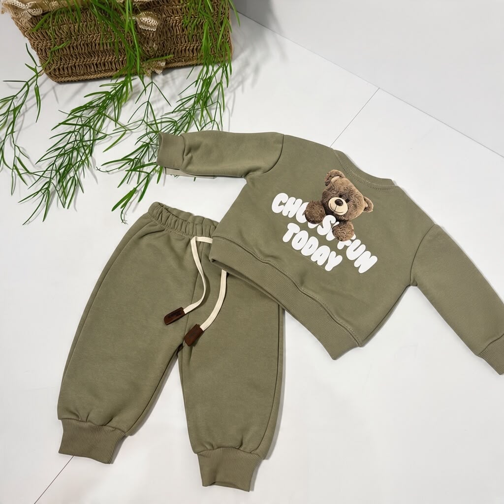 CHOOSE FUN TODAY - Sage Teddy Fleece Set