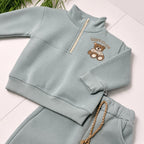 COSY CLUB - Sage Teddy Zip Set