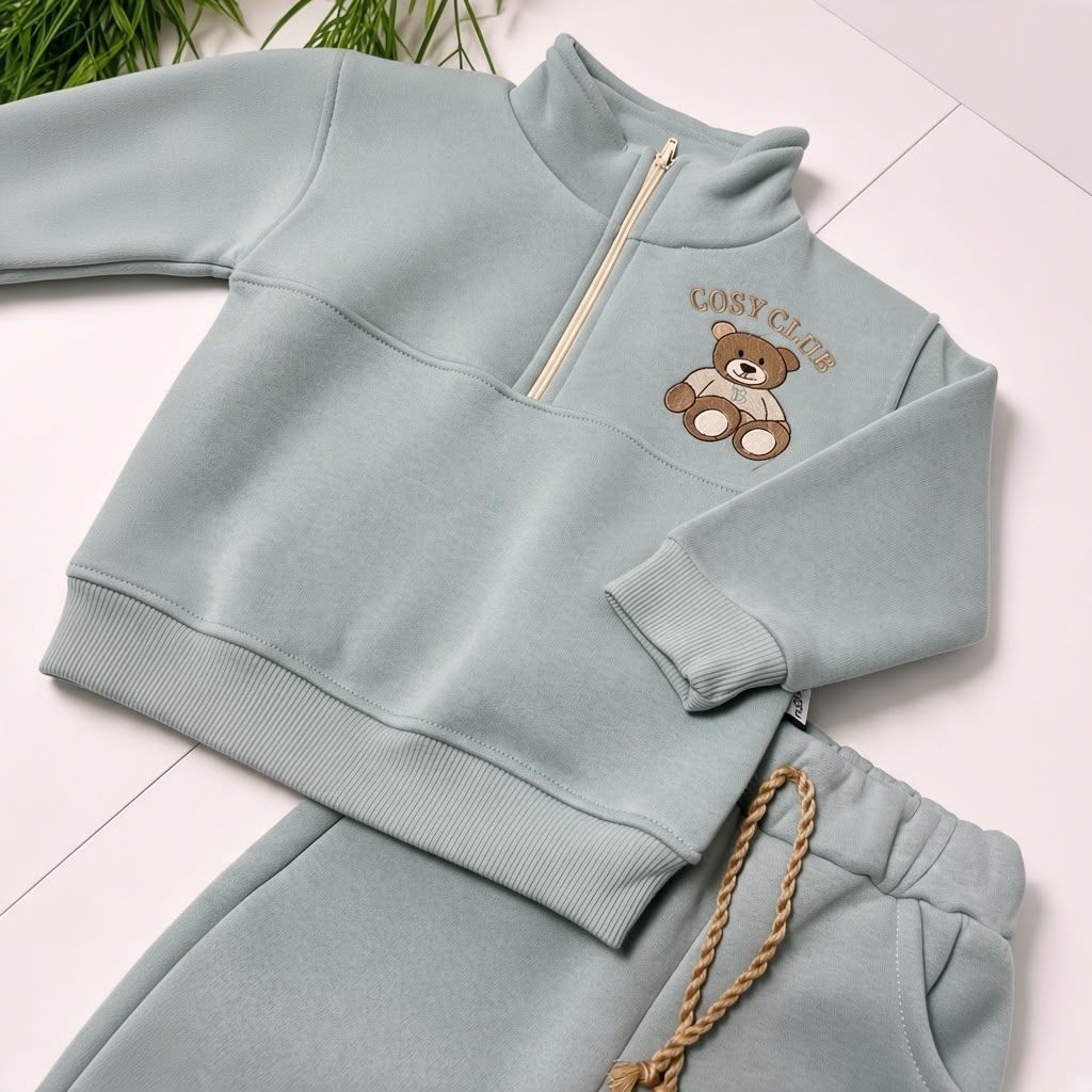 COSY CLUB - Sage Teddy Zip Set