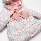 BLOOM BEAR - Floral Puffer Coat with Scarf