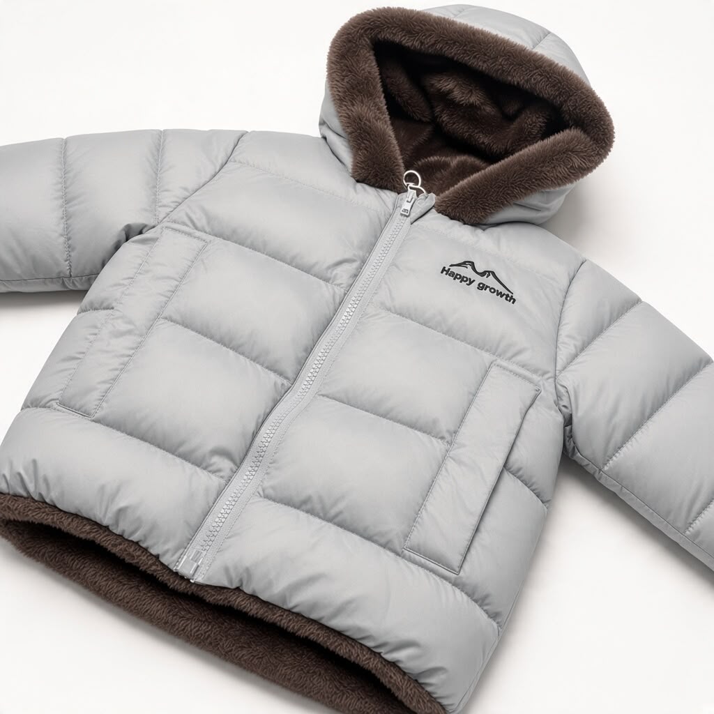 HAPPY GROWTH - Grey Fur-Lined Puffer Jacket